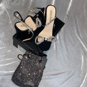 Wrap around sandal heels with matching bag